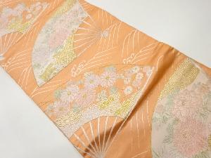 扇に花々模様織出し袋帯